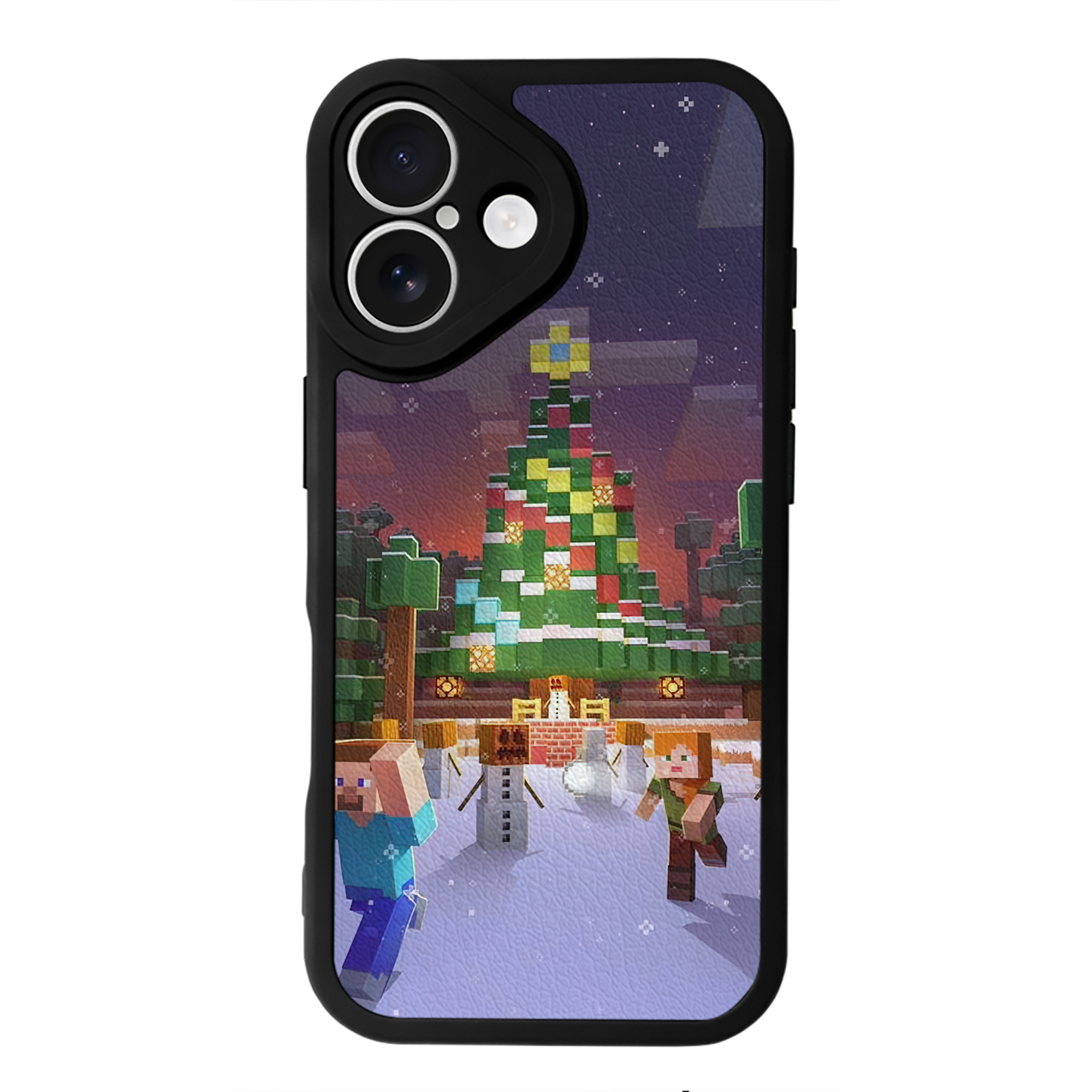 （画像用） マインクラフト ブロックの世界 Minecraft MC Block world 【iPhone 16シリーズ対応】シリコンスマホケース（レザー調） 材質：シリコン